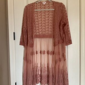 XL Salmon Duster Cardigan - See Through